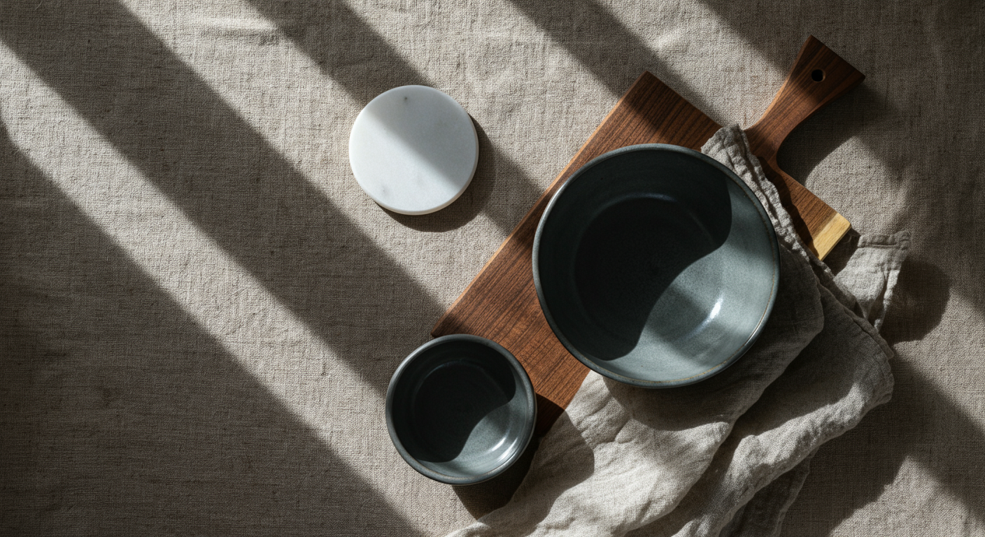Matières naturelles durables pour la décoration intérieure : lin, céramique grès, bois et marbre