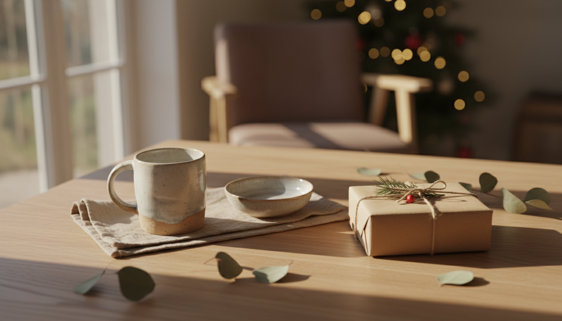 Idées cadeaux maison pour Noël : céramique artisanale, linge en lin et objets en bois fabriqués en France et en Europe, style Berkail