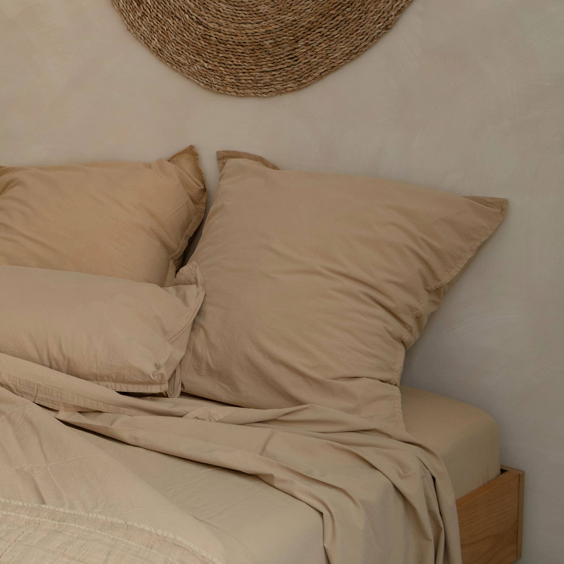 Drap housse OONA en percale de coton lavé