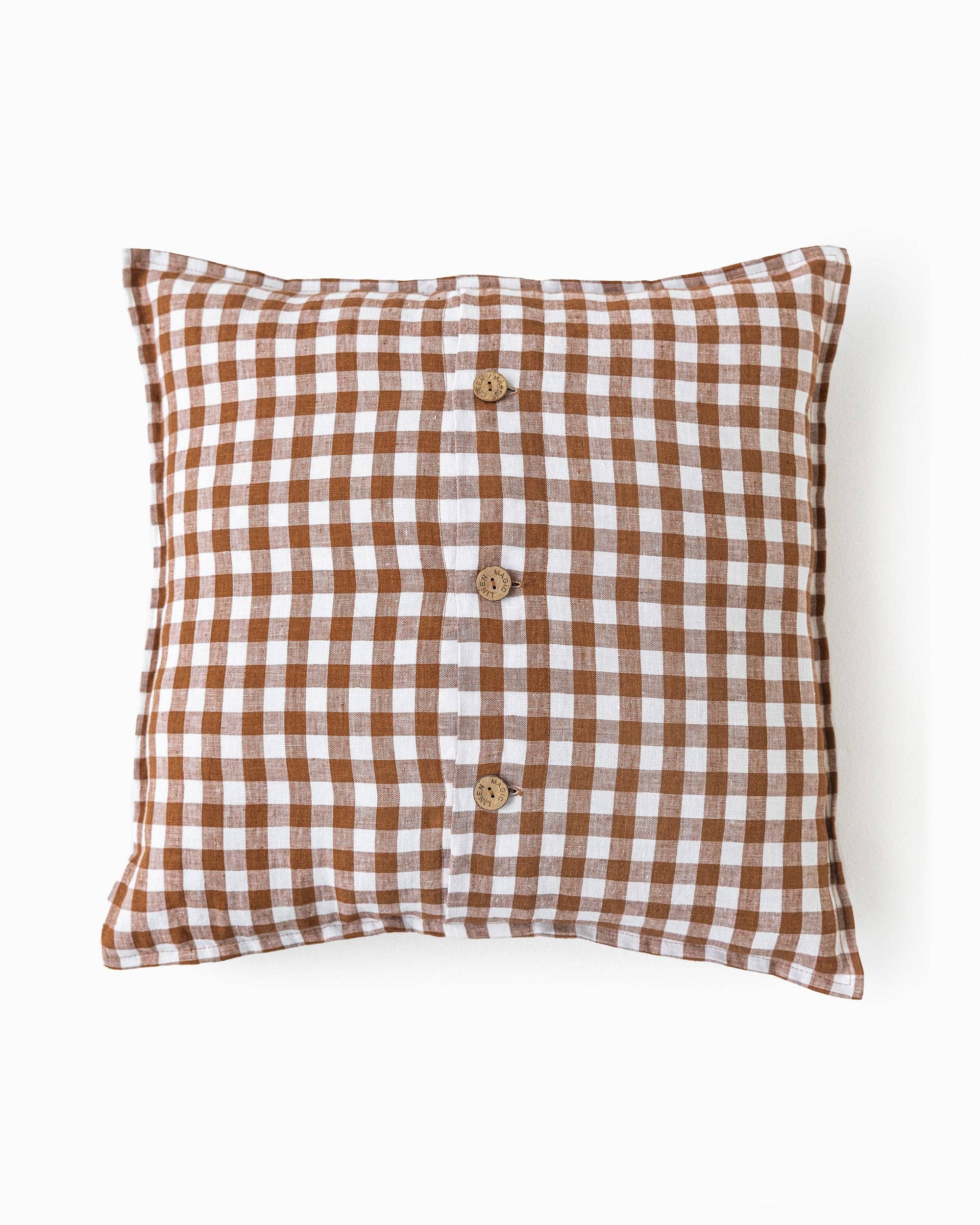 Housse de coussin en lin avec boutons – 46×46 cm
