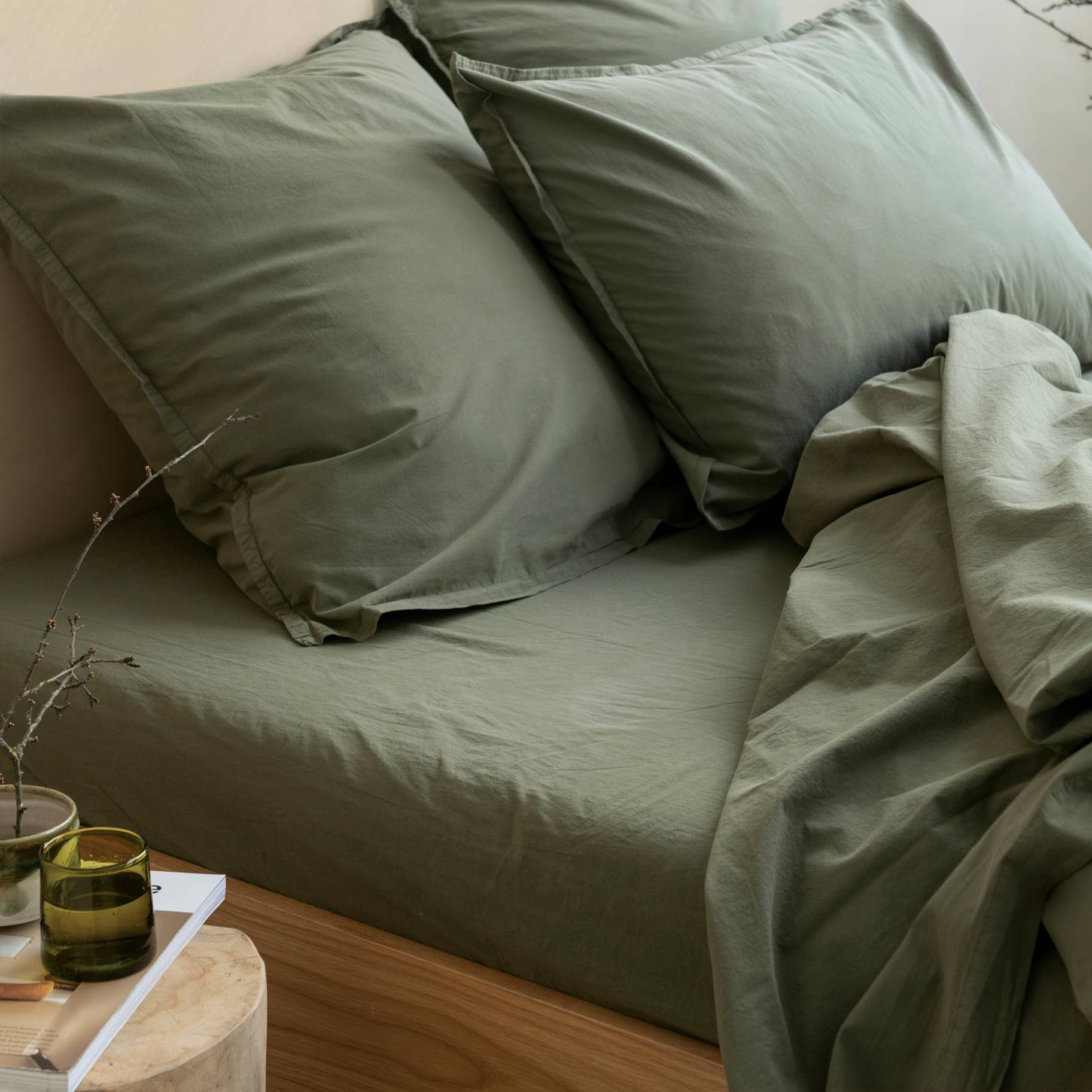 Drap housse OONA en percale de coton lavé