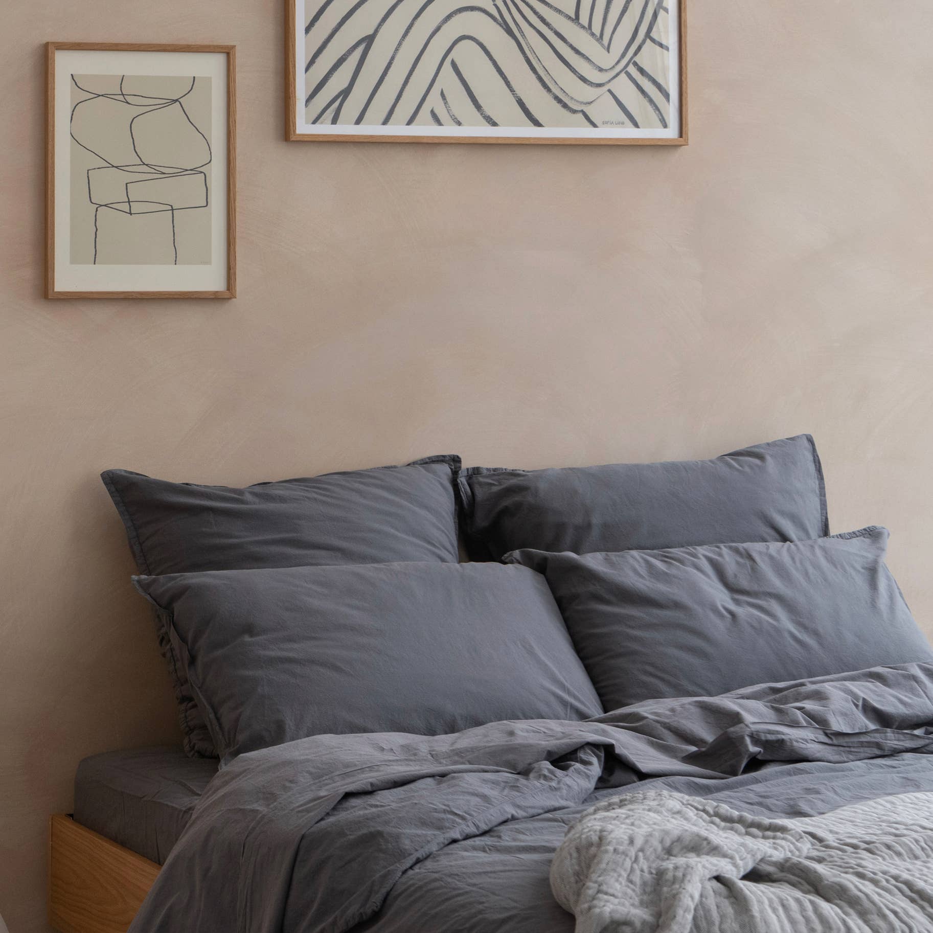 Taie d’oreiller OONA en percale de coton lavé