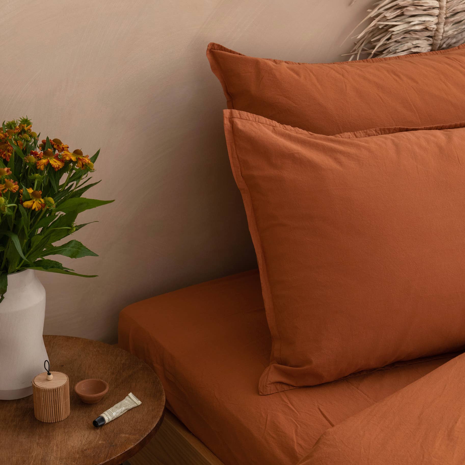 Drap housse OONA en percale de coton lavé