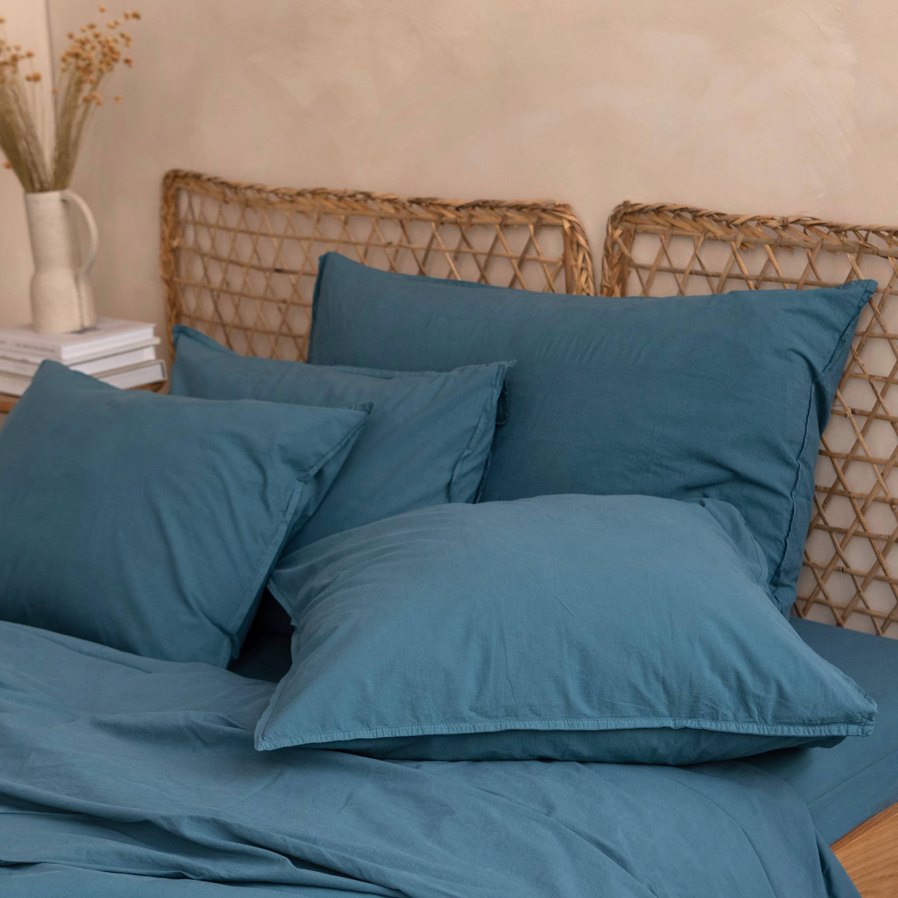 Taie d’oreiller OONA en percale de coton lavé