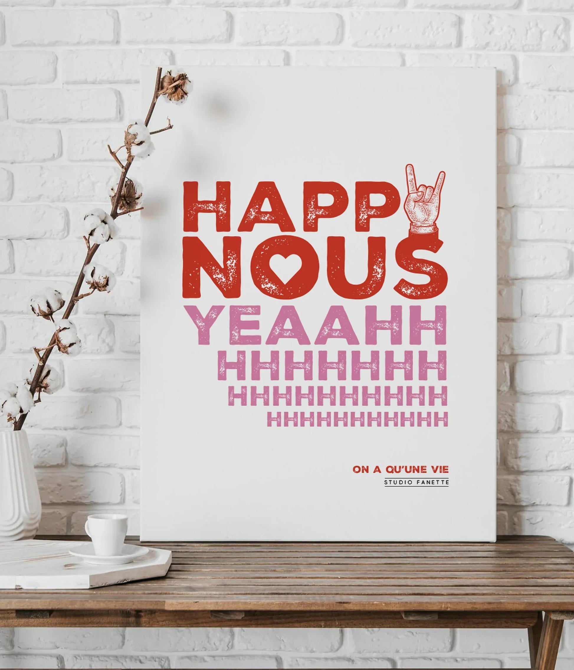 Affiche murale typographique “Happy nous” au design coloré et moderne
