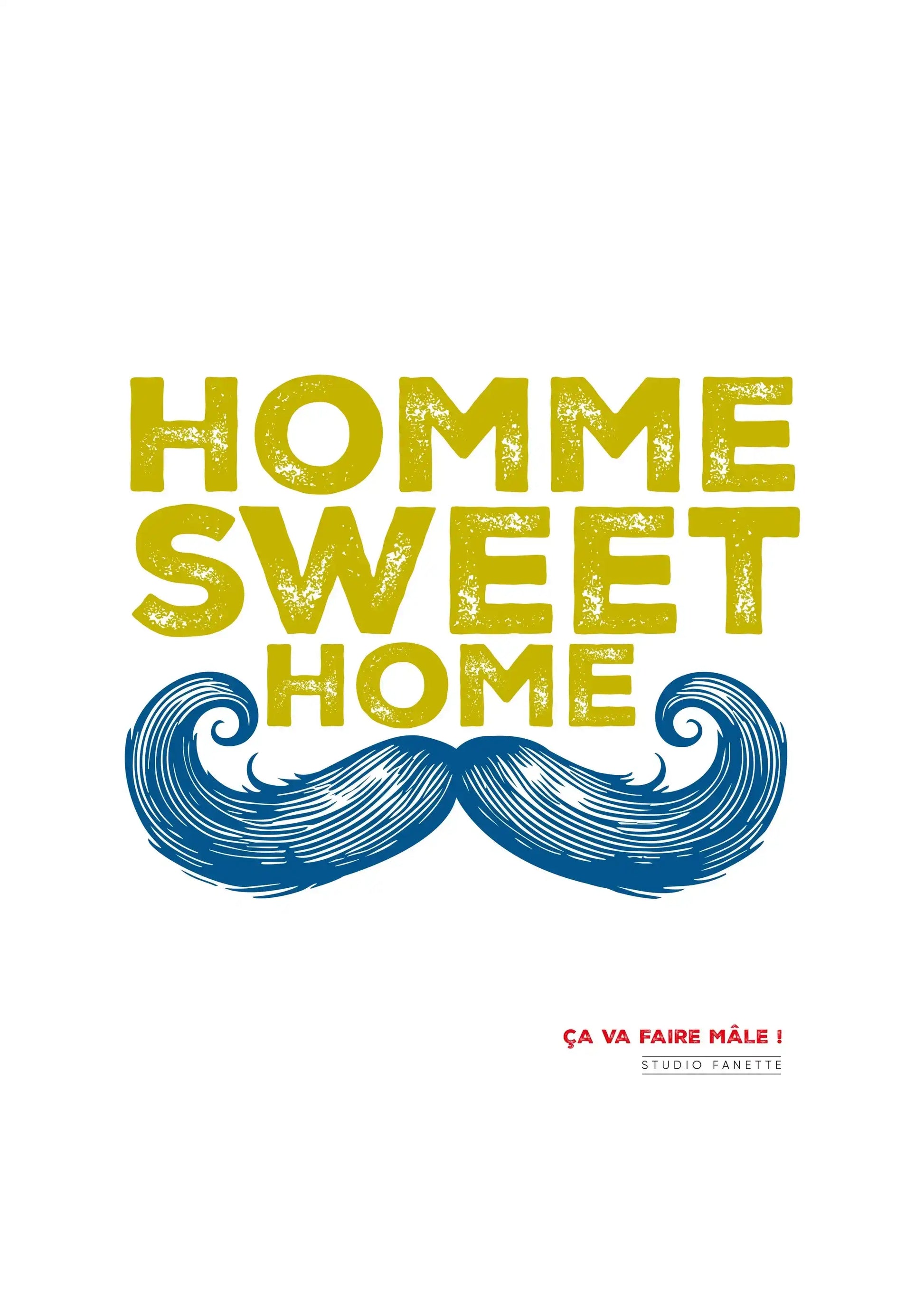 Affiche Homme Sweet Home, illustration graphique encadrée