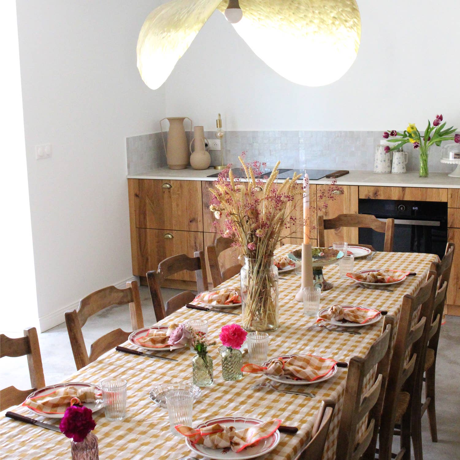 Nappe vichy brodée Bon Appétit ! 140 × 250 cm