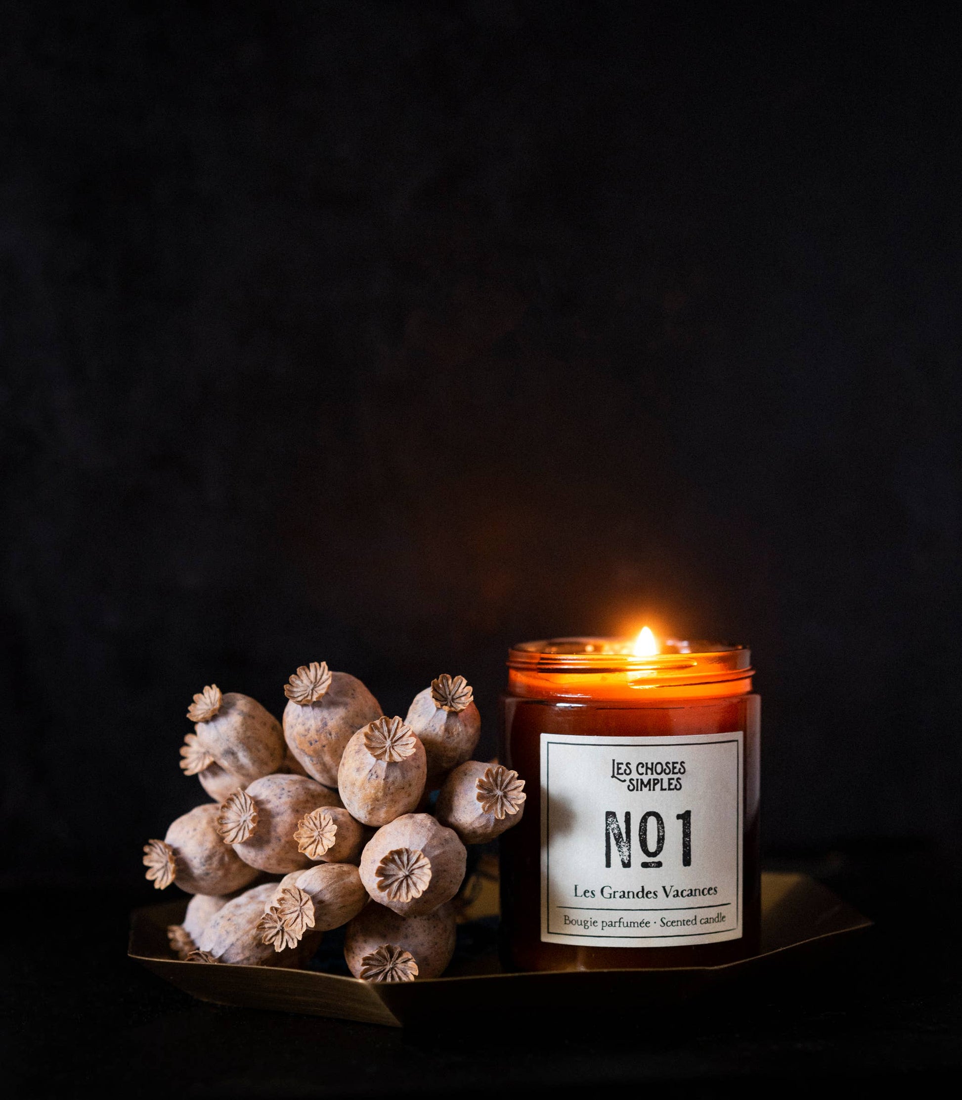 Une bougie allumée dans le noir.