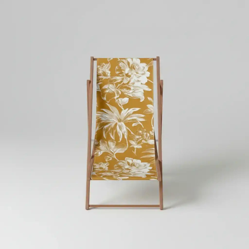Chilienne florale transat vintage coloris bronze, vue complète dépliée