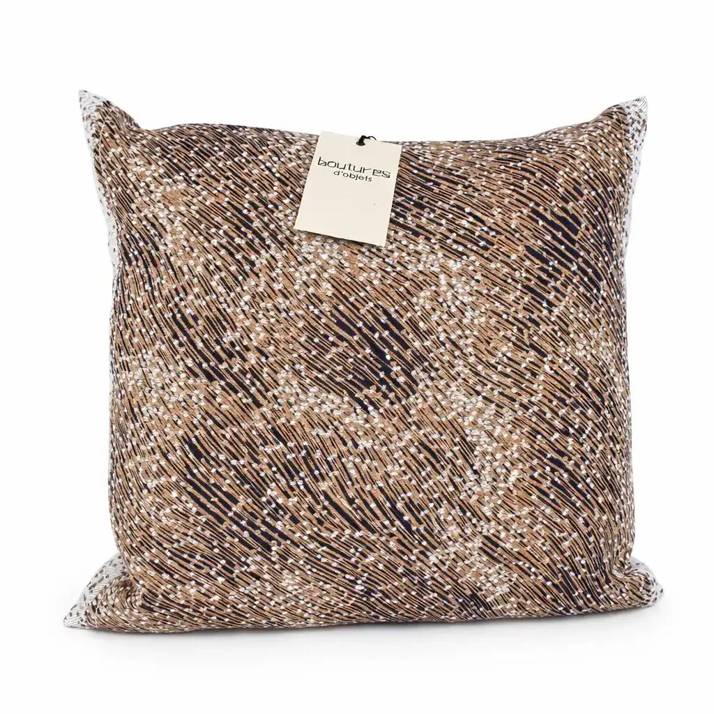 Coussin Herbaé 40x40 en tissu jacquard réversible, vue de dos