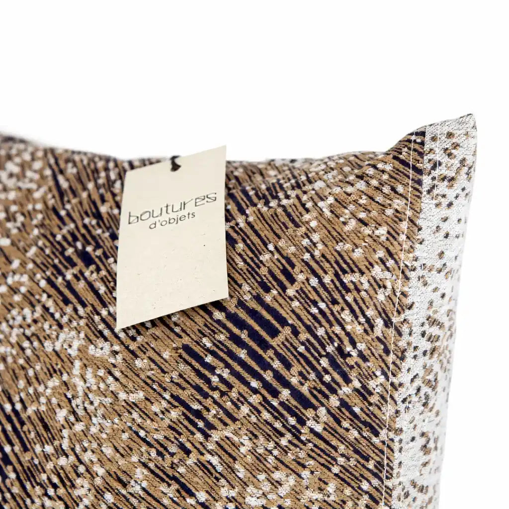 Coussin Herbaé 40x40 en tissu jacquard réversible, détail du motif
