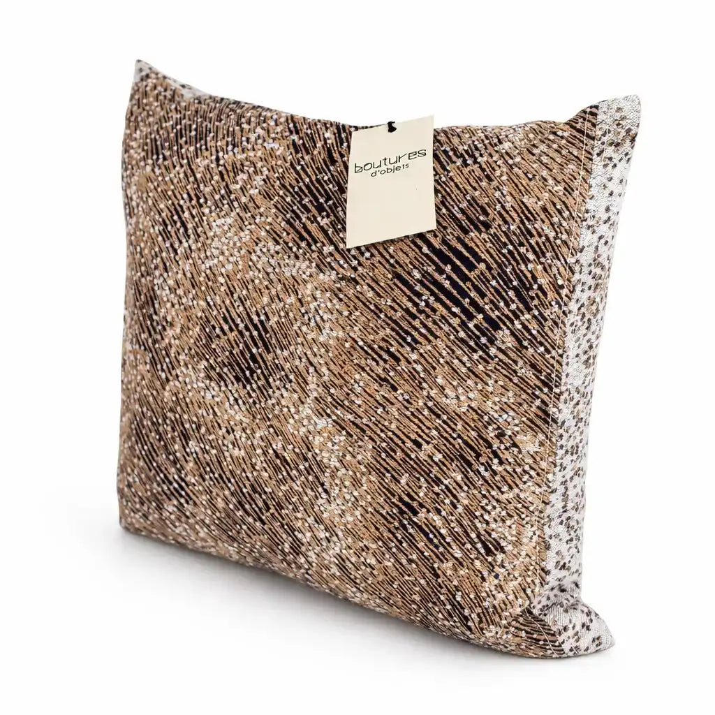 Coussin Herbaé 40x40 en tissu jacquard réversible, vue d'ambiance