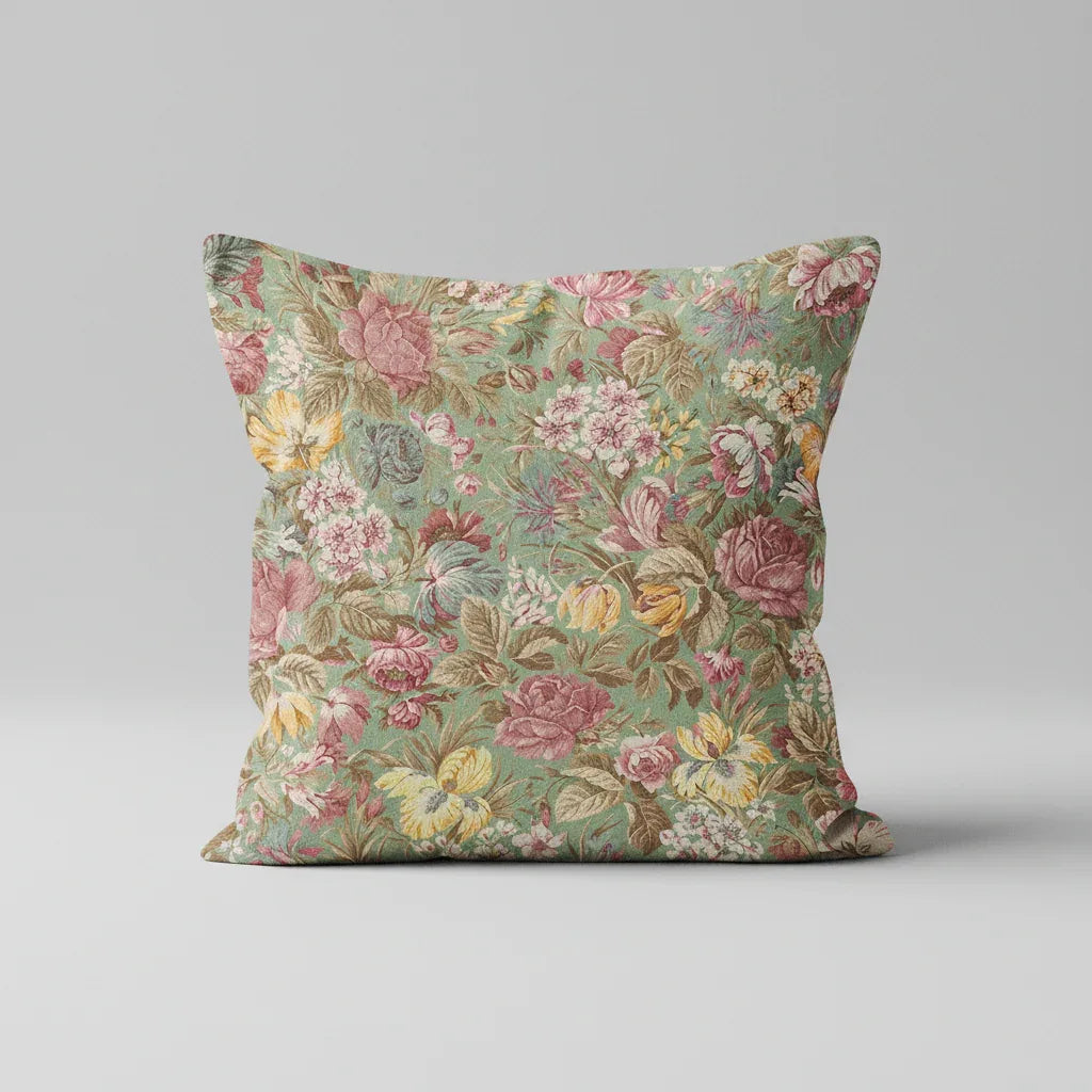 Coussin floral réversible en coton