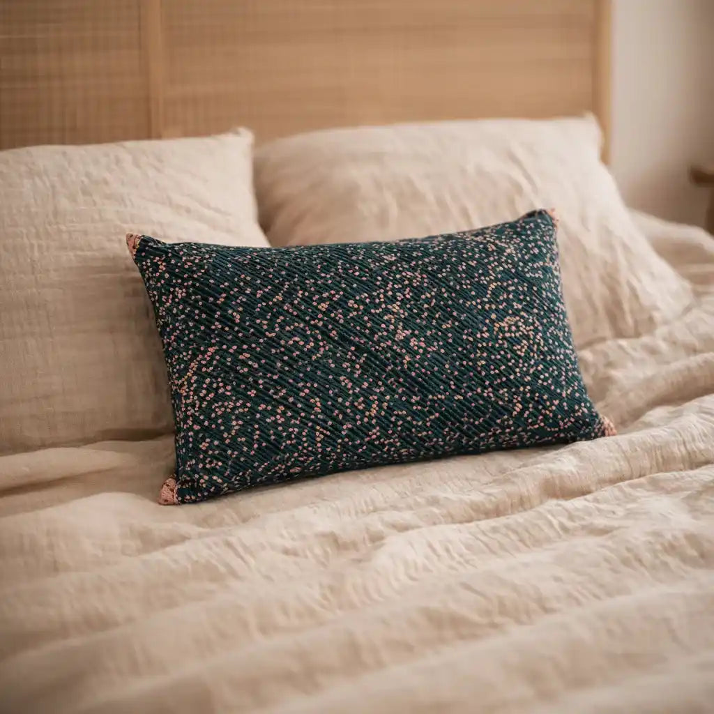 Coussin Herbaé 30x50 en tissu jacquard réversible, vue rectangulaire packshot