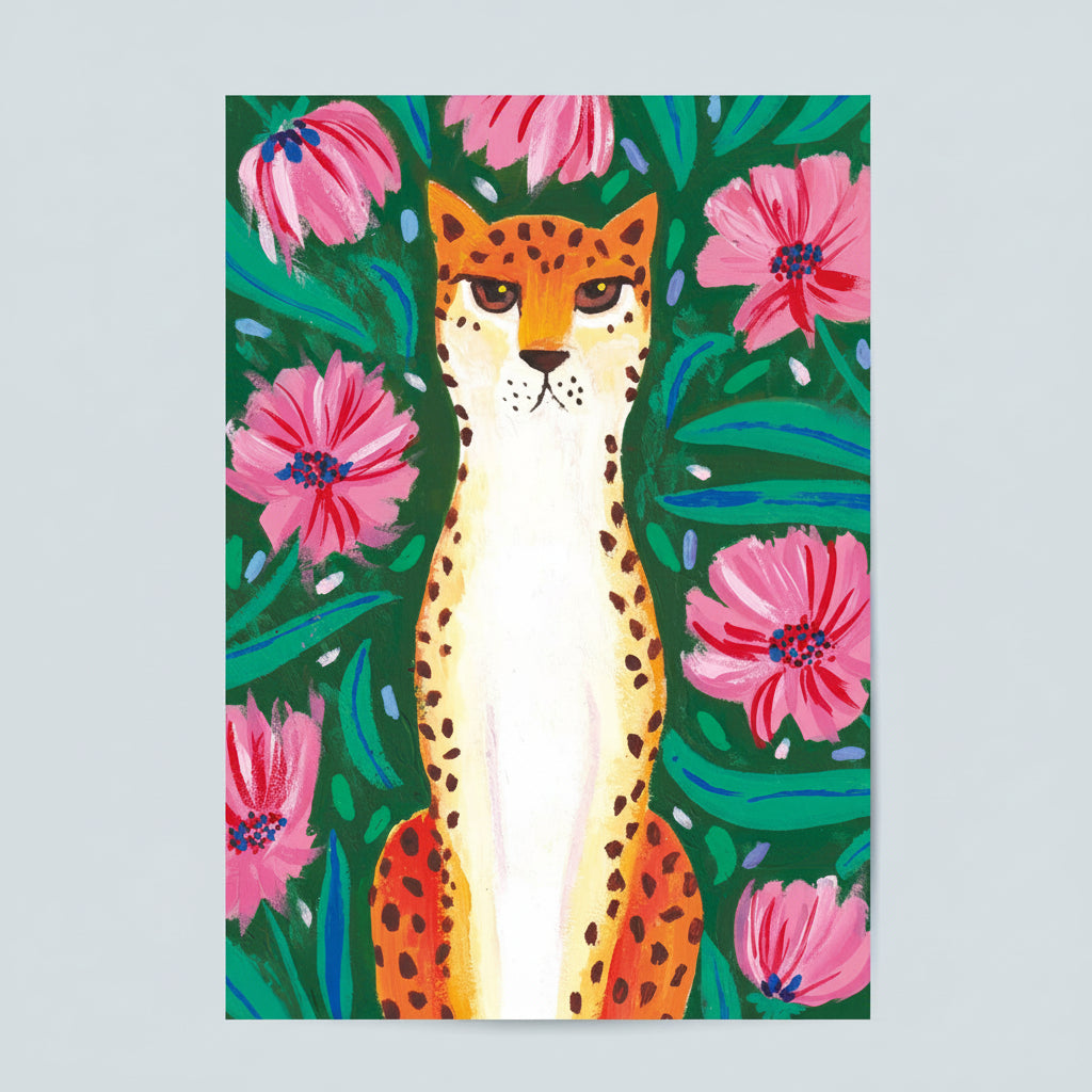 Tirage d’art Guépard fleuri