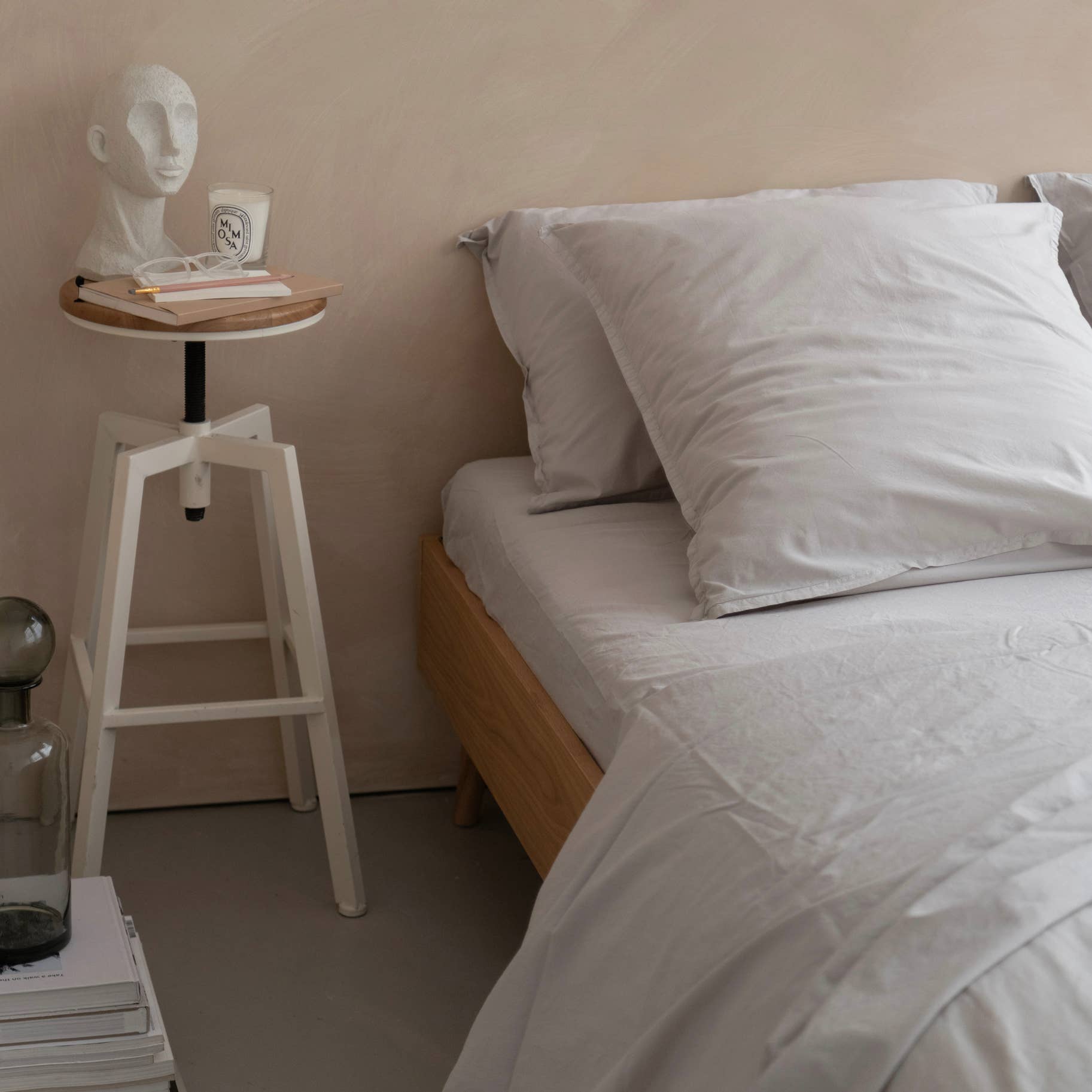 Drap housse OONA en percale de coton lavé