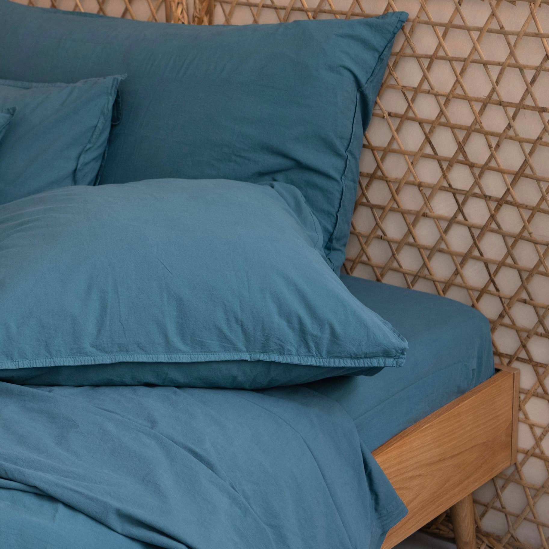Drap housse OONA en percale de coton lavé