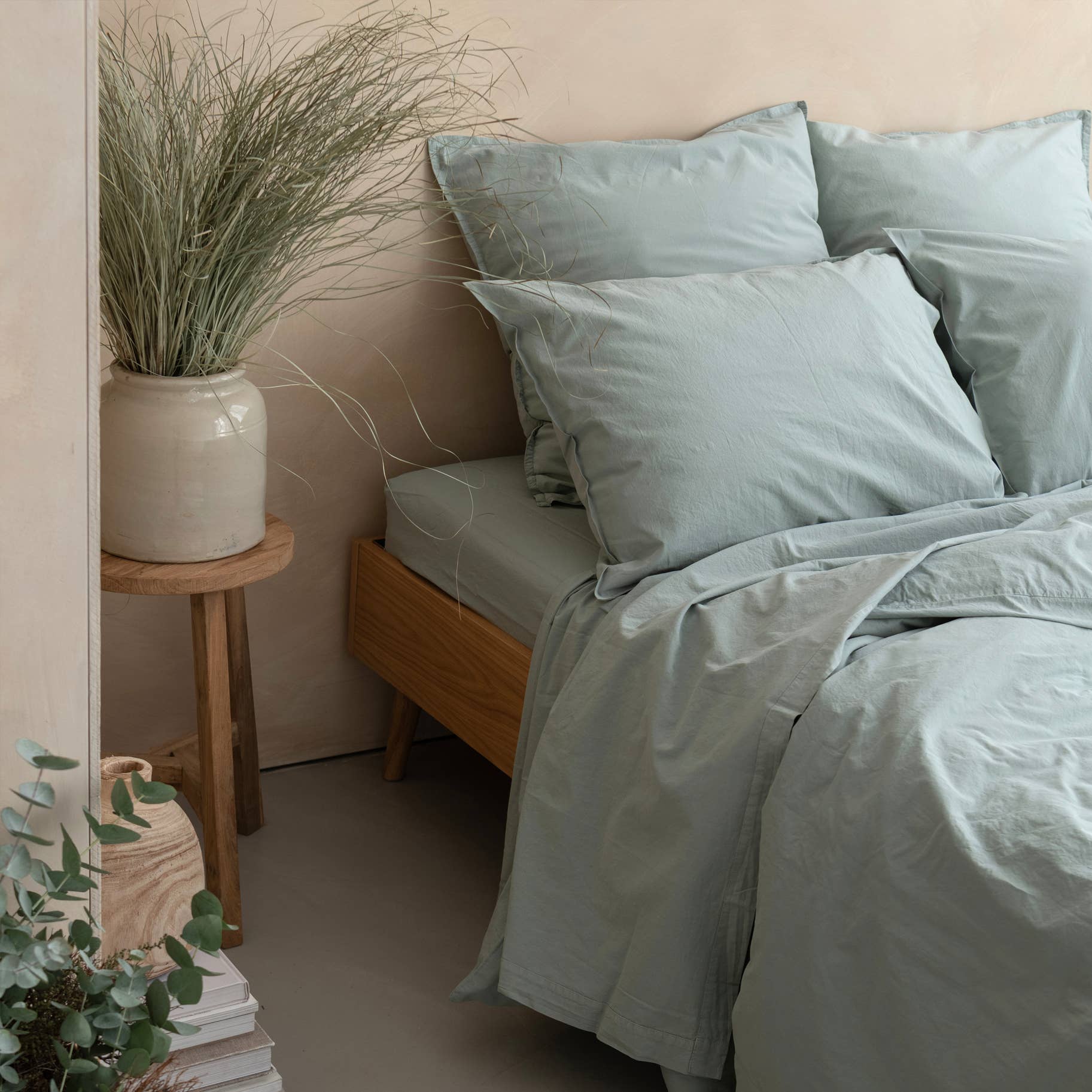 Drap housse OONA en percale de coton lavé