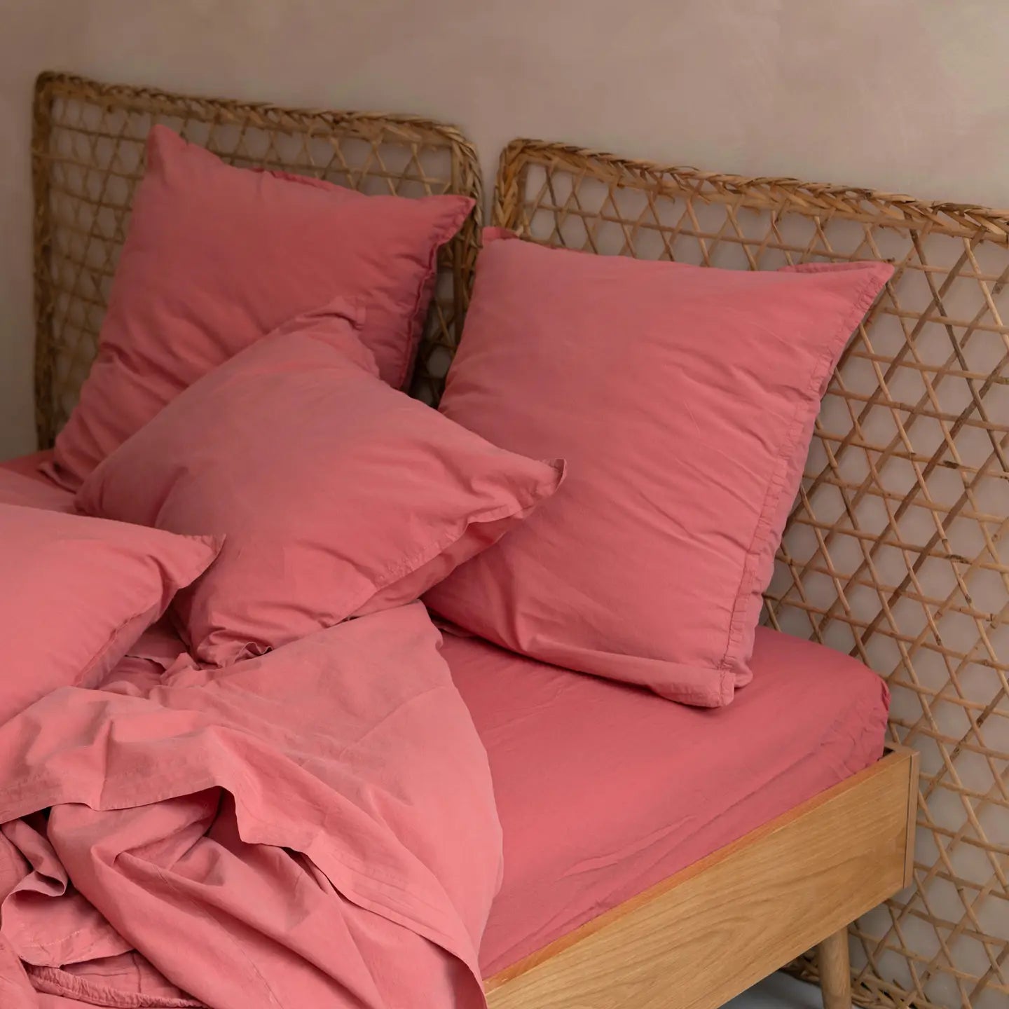 Drap housse OONA en percale de coton lavé