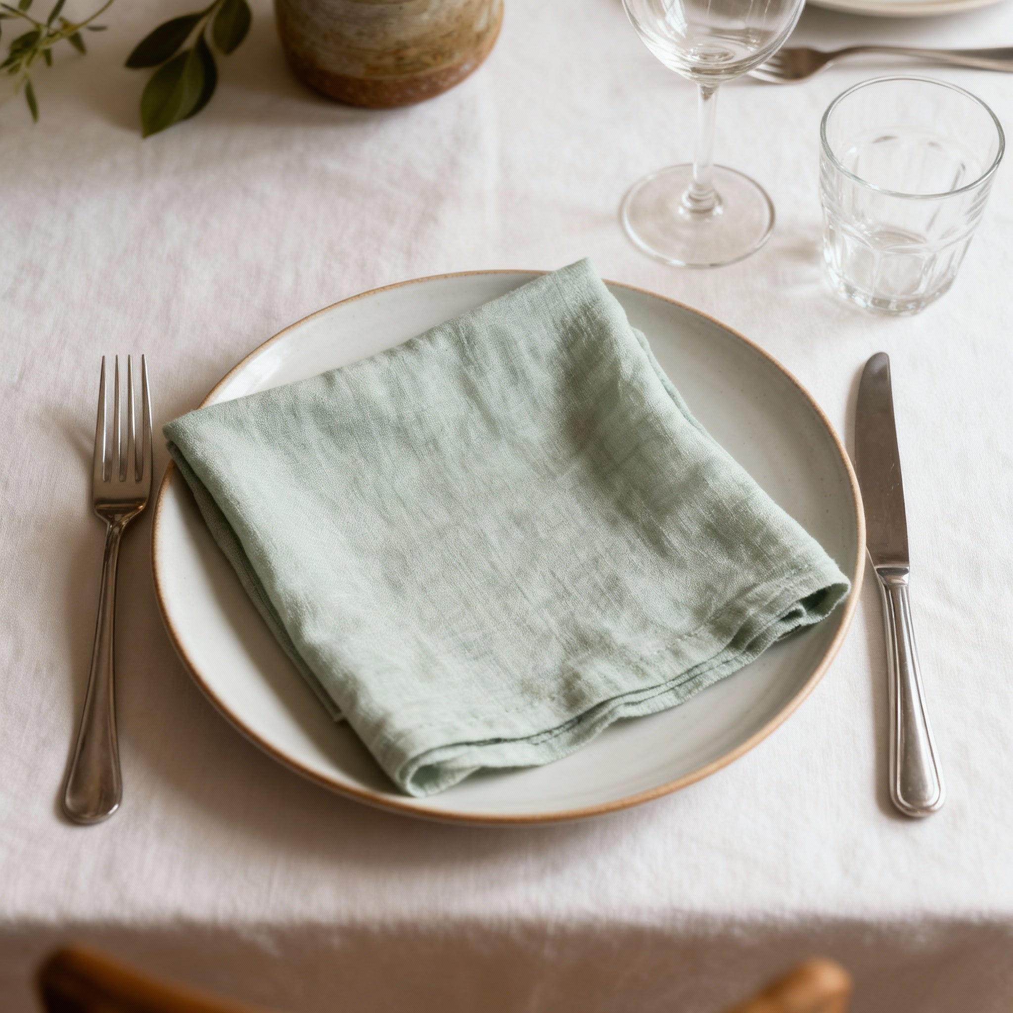 Serviette en lin lavé tissée – 40x40 cm