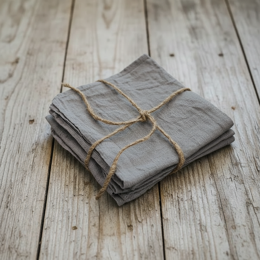 Serviette en lin lavé tissée – 40x40 cm