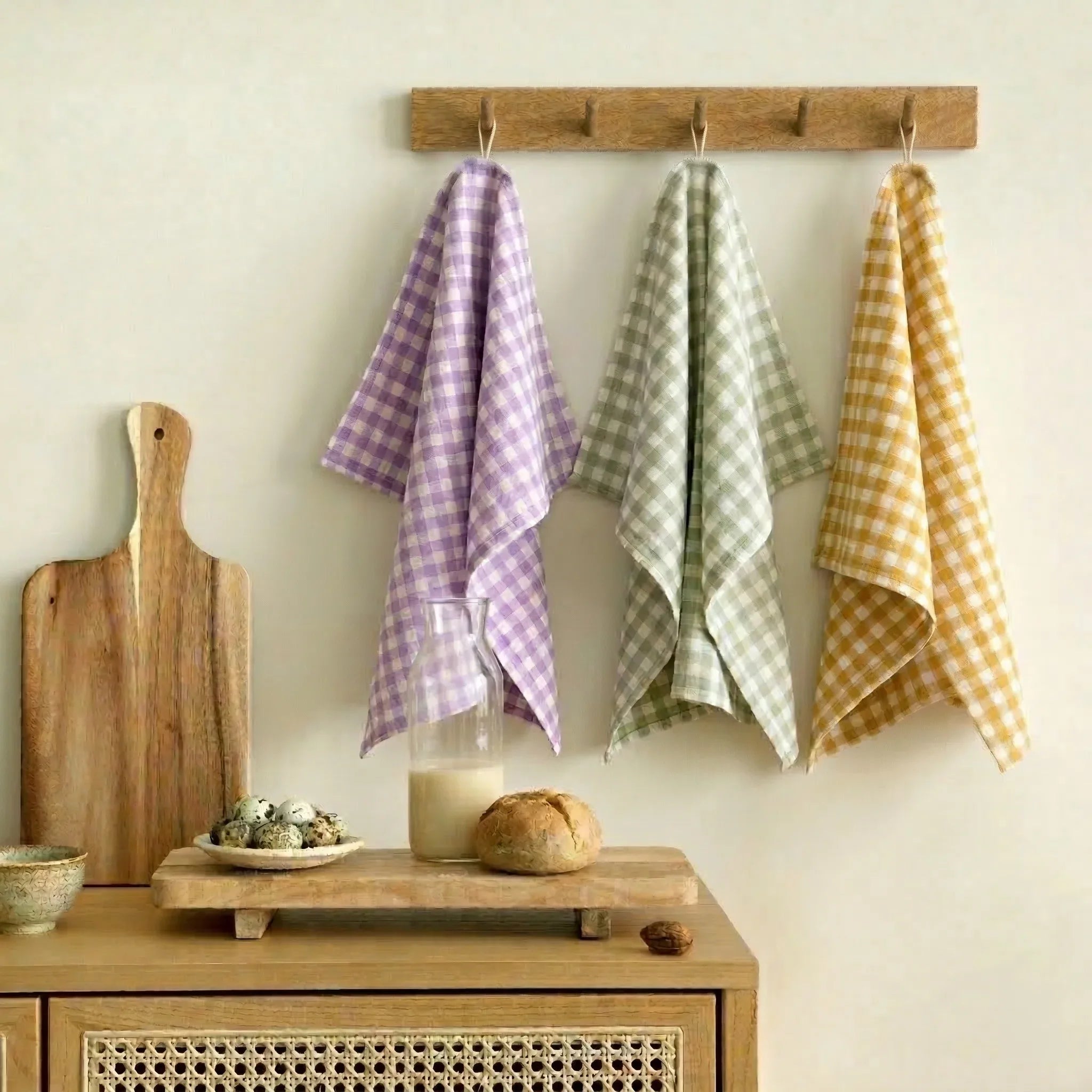 Torchons vichy en coton - Lot de 3