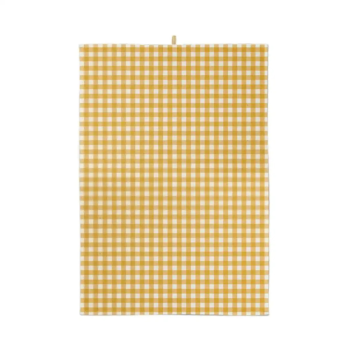 Torchon en vichy coton, coloris moutarde bronze