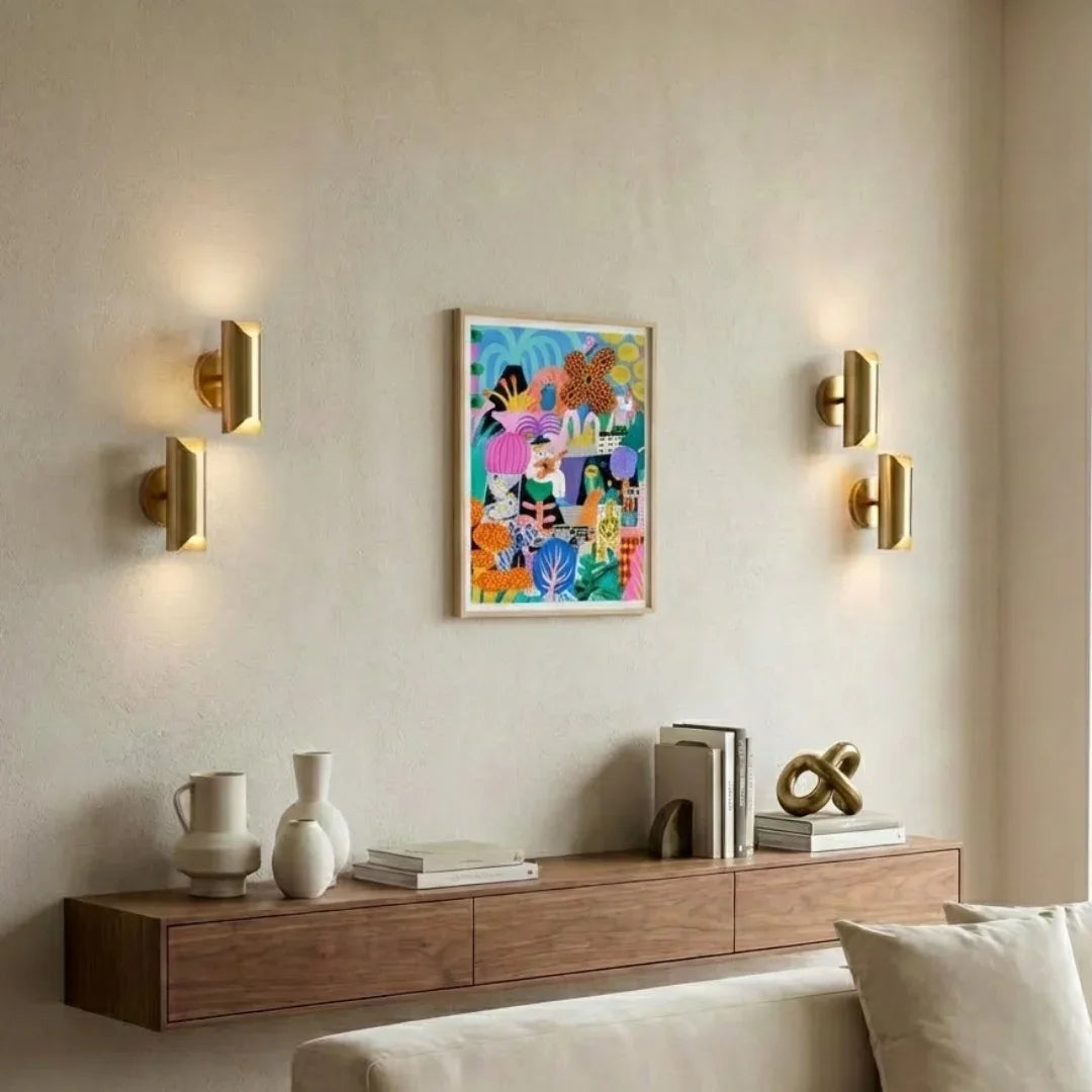 Affiche colorée avec des musiciens au milieu des fleurs sur un mur