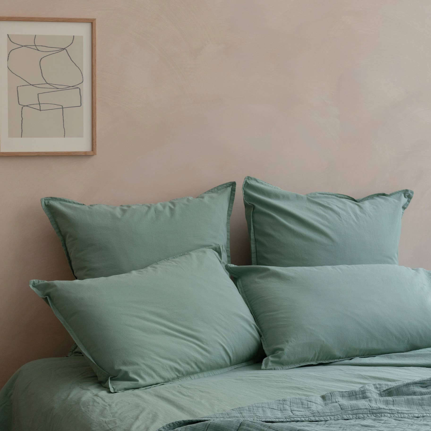 Taie d’oreiller OONA en percale de coton lavé