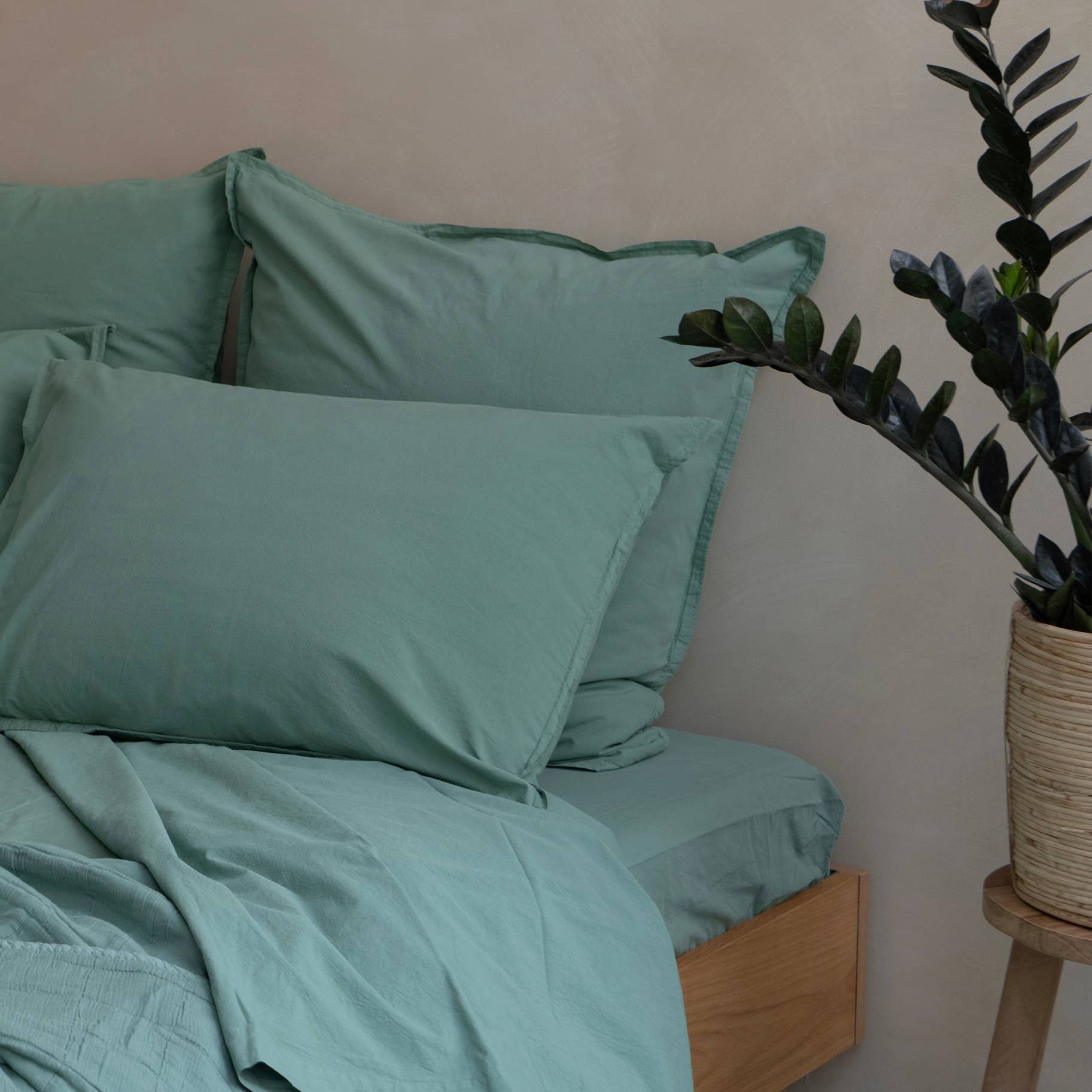 Drap housse OONA en percale de coton lavé