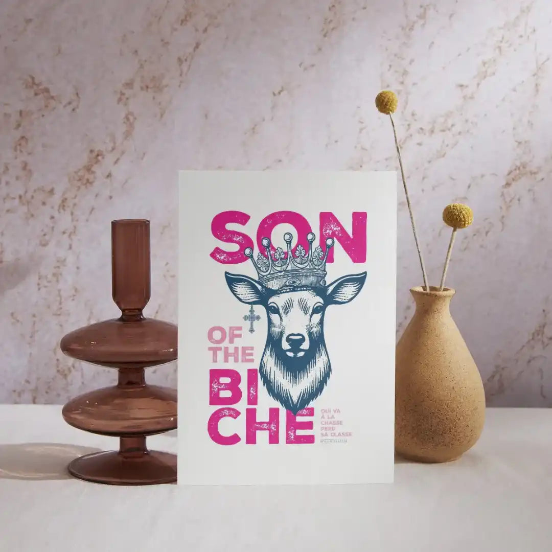 carte illustrée humour son of a biche