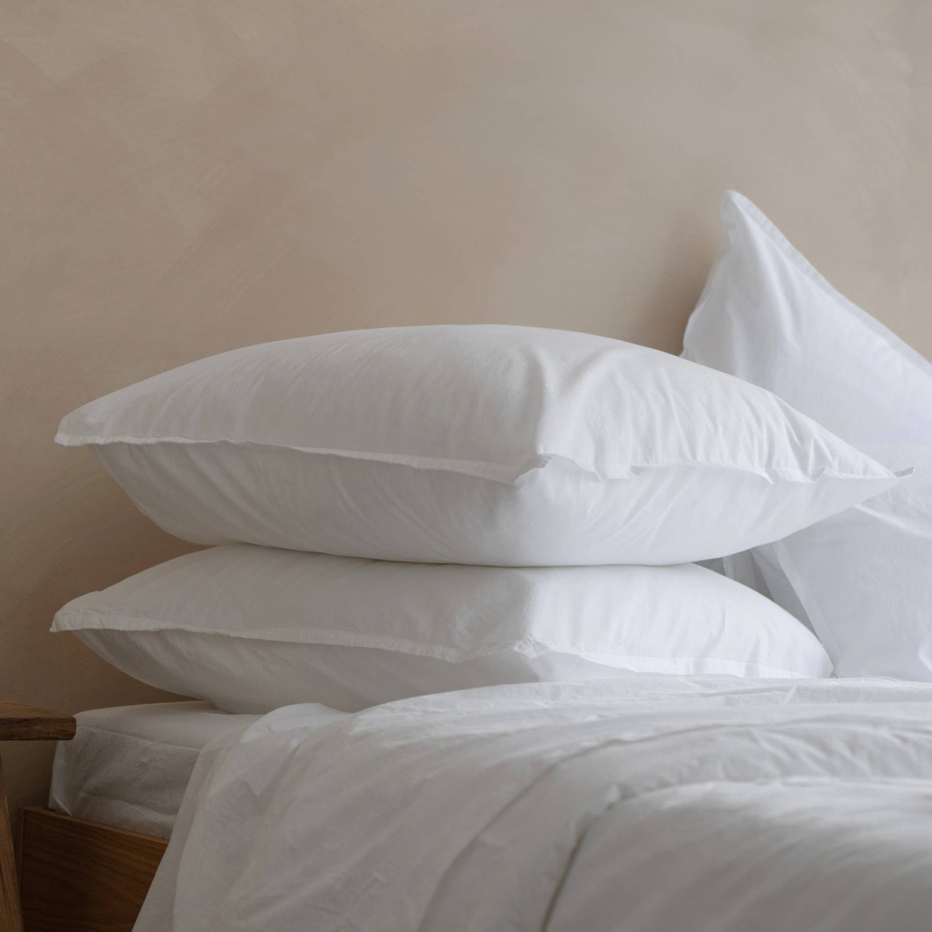 Taie d’oreiller OONA en percale de coton lavé