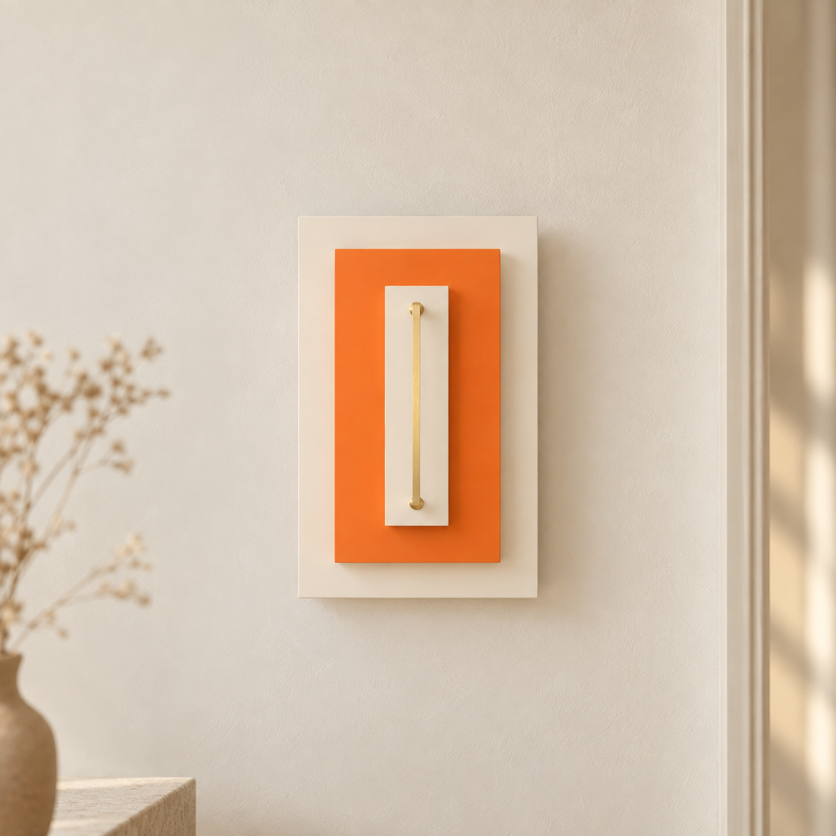 Applique murale En nuance orange installée sur un mur clair