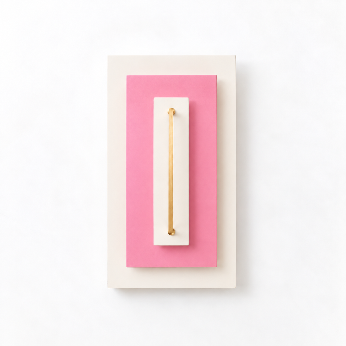 Applique murale En nuance rose vif, bois peint et barre de laiton