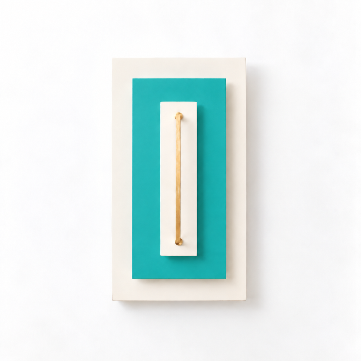 Applique murale En nuance turquoise, bois peint et barre de laiton