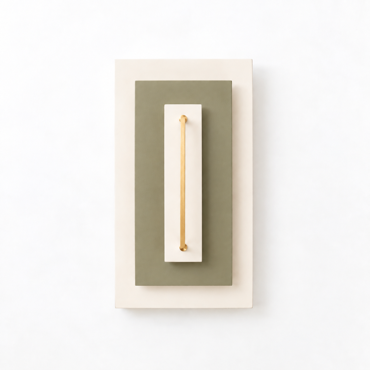 Applique murale En nuance vert kaki, bois peint et barre de laiton