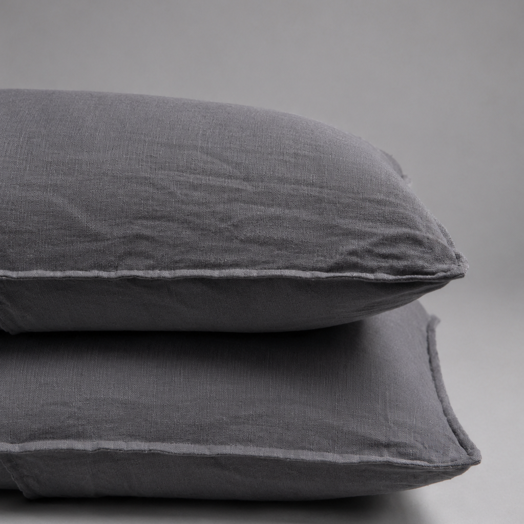 Taie d'oreiller LUX en satin de lin et coton