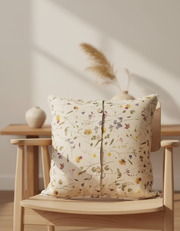 Housse de coussin en lin botanique – 50×50 cm