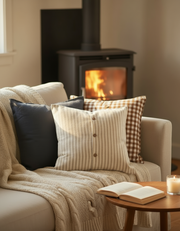 Housse de coussin en lin avec boutons – 46×46 cm